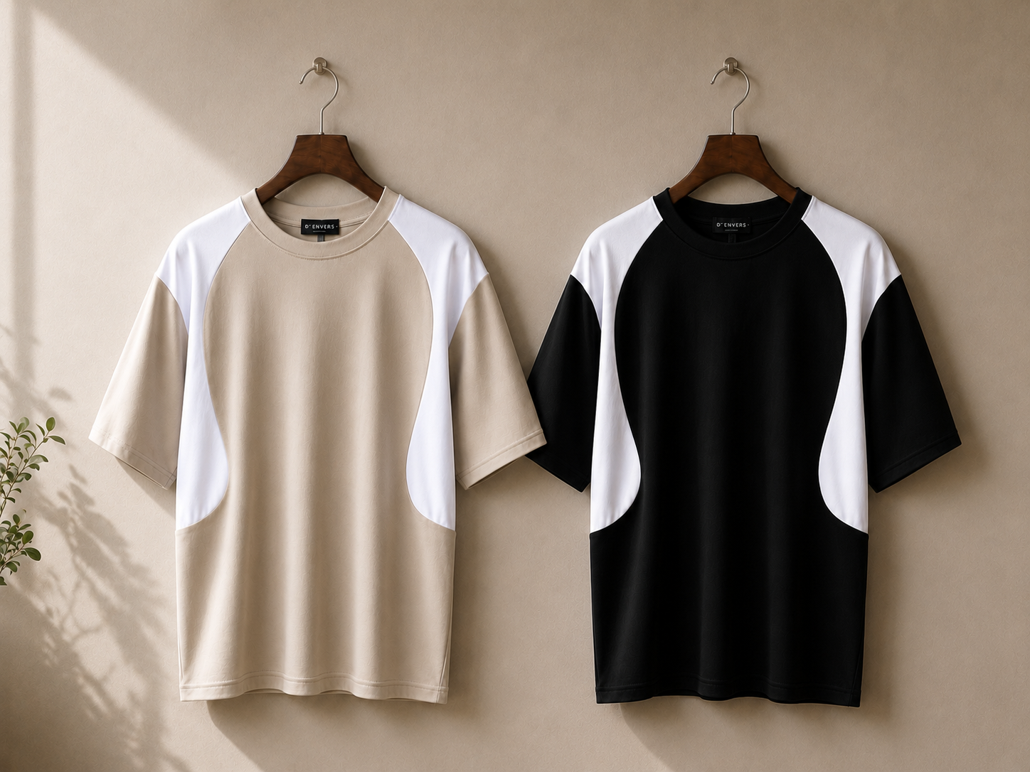 (Pack Of Two) Plain Round Panel Oversized T-shirt