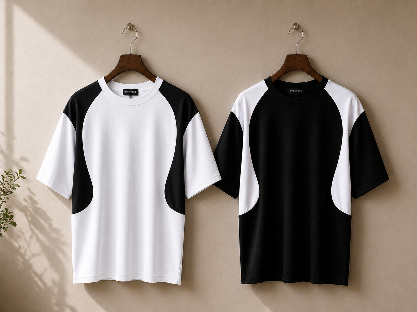 (Pack Of Two) Plain Round Panel Oversized T-shirt