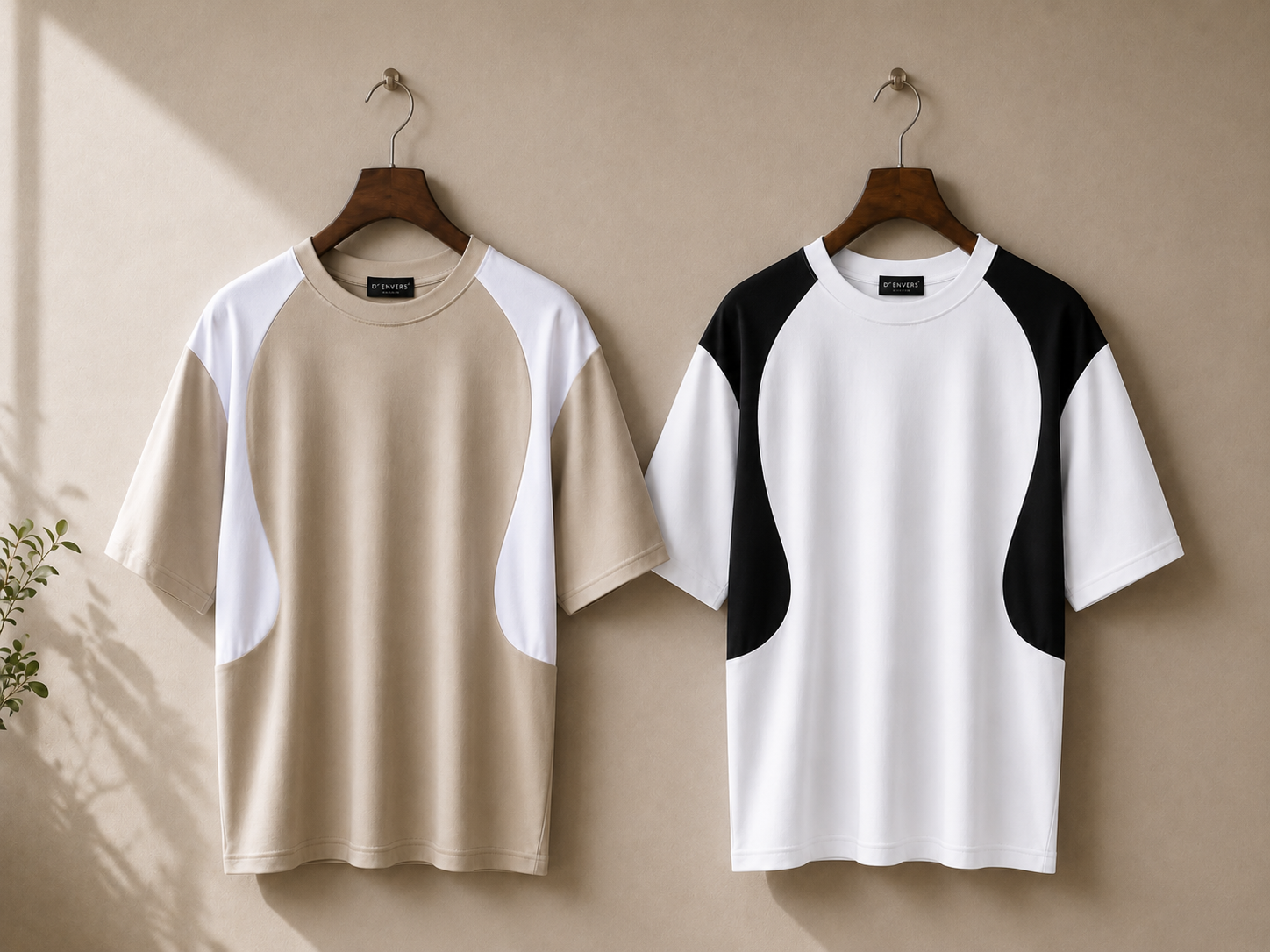 (Pack Of Two) Plain Round Panel Oversized T-shirt