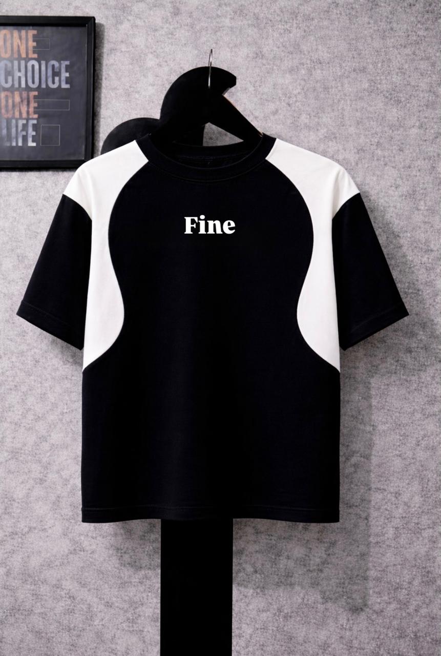 "Fine" Round Panel Oversized T-shirt
